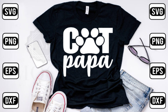 Cat Papa Embroidery Design
