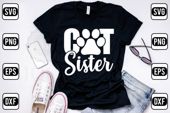 Cat Sister Embroidery Design