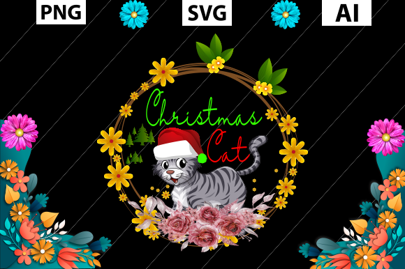 Christmas T Shirt Design, Christmas Cat
