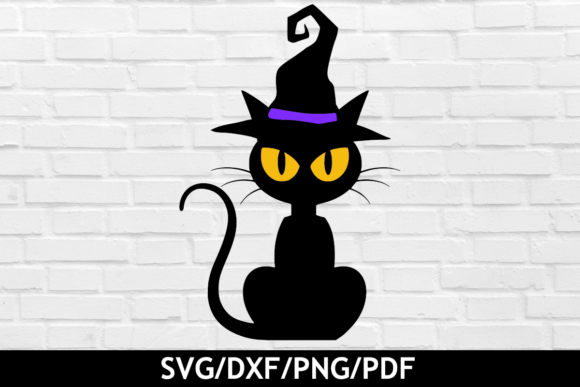 Halloween Cat with Witch Hat