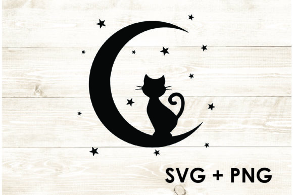 Kitty Cat on Moon Star Luna Crescent