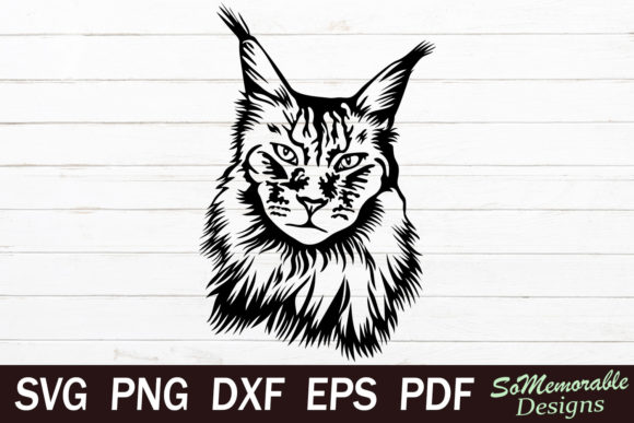 Maine Coon Cat Embroidery Design