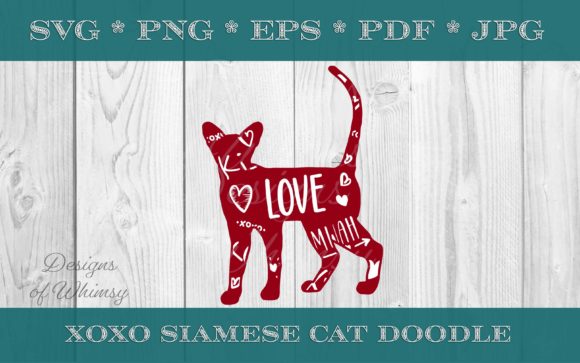 Siamese Cat XOXO Doodle